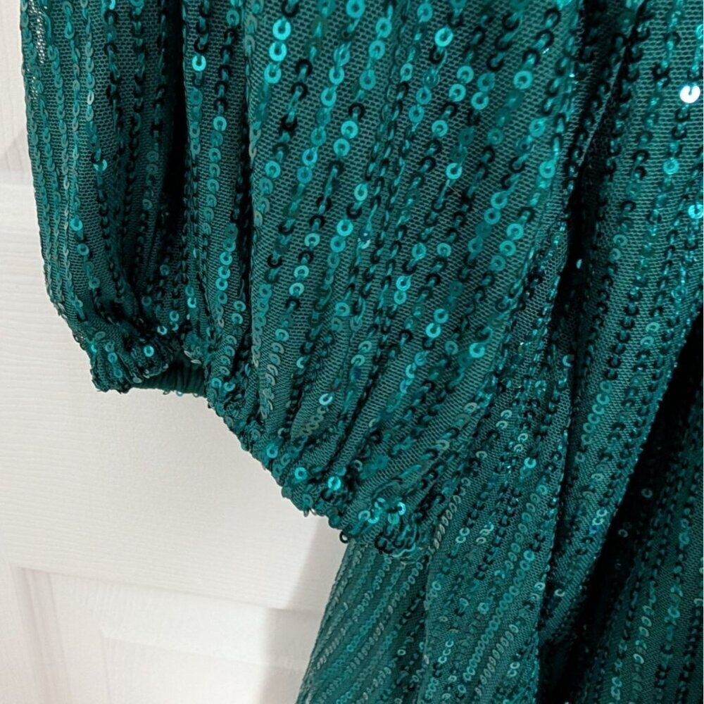 NEW Ivy City Sequin Jagger Dress Womens Size 3X Green Christmas Holiday Party - Picture 4 of 14